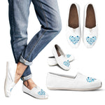 White Canvas Nurse Flats (Light Blue Heart)