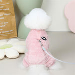 Fleece Pet Elastic Jumpsuit with Pull Ring