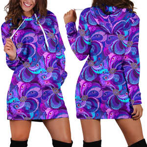 Purple Peacock Hoodie Dress